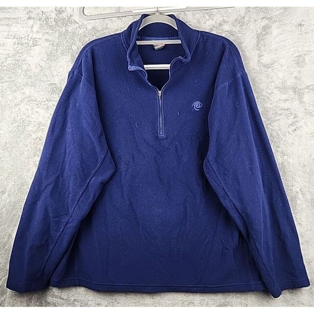 LL BEAN Mens Dark Blue Full Zip Fleece Sweater Jacket Size 2XL XXL Polyester